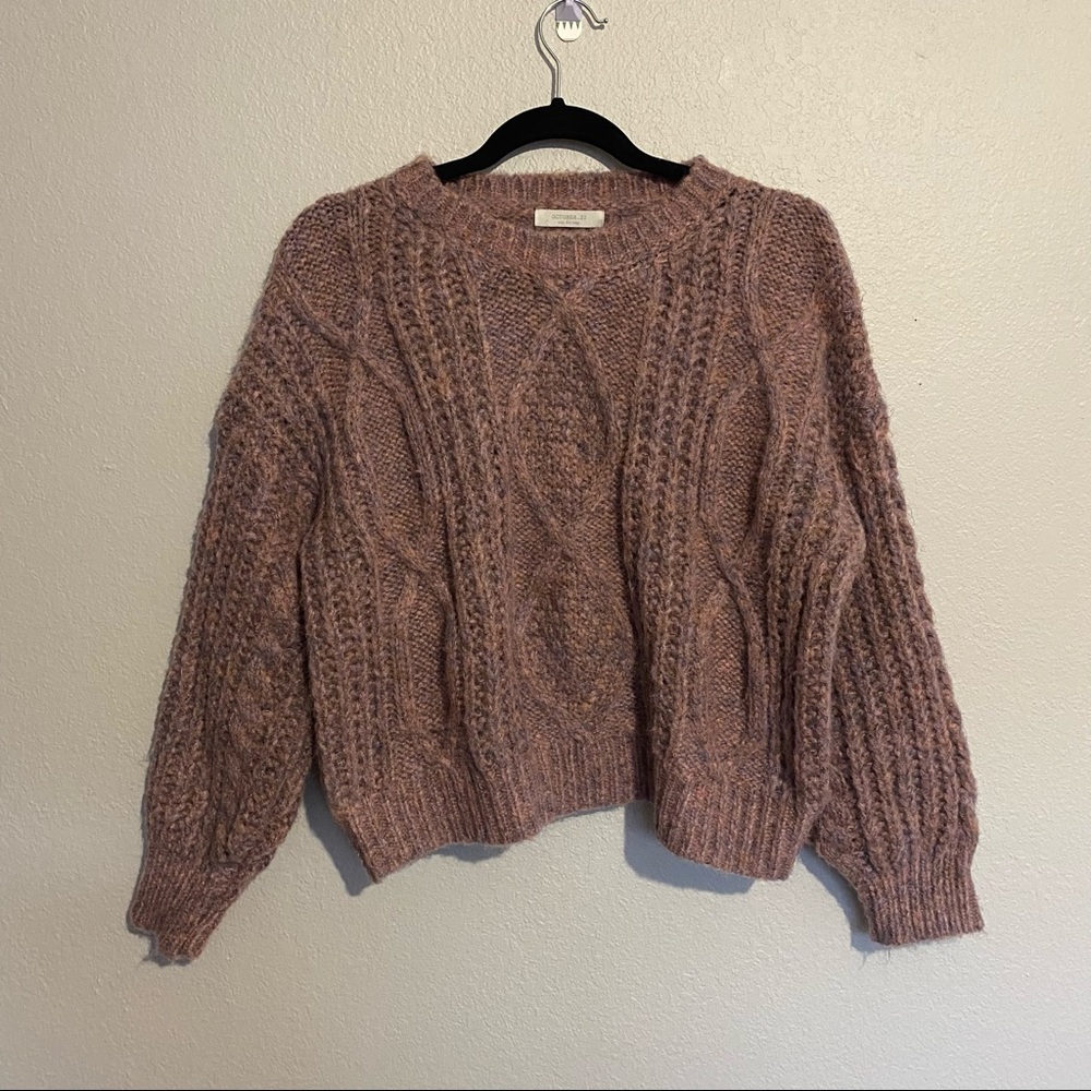common unique pink and blue cableknit sweater